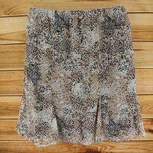 J.B.S. Skirt Womens Plus Sz 30W Brown Geometric Dots Lined Elastic Waist Pleated